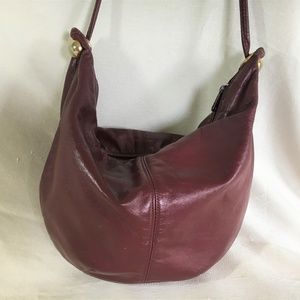 Vintage 80's Oxblood Leather Slouch Hobo Purse